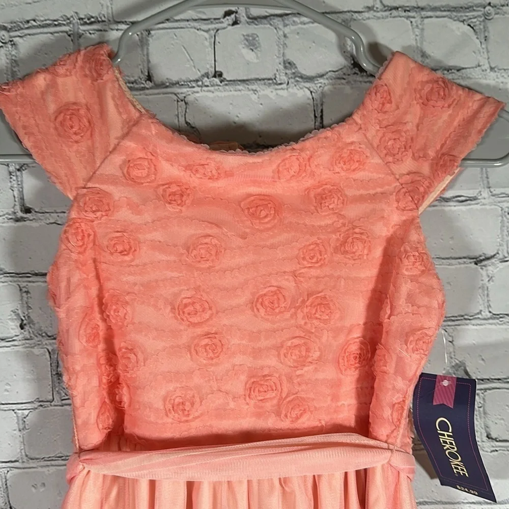 Cherokee Girls Tulle tutu floral Dress Size Medium Peach/Coral NEW - Picture 5 of 15